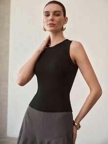 MOTF PREMIUM ROUND NECK SLIM FIT TANK TOP - Black - View 4