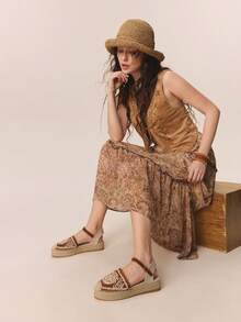 Styleloop Women's Vacation Casual Sequin Embroidered Platform Loafers - Brown - View 7