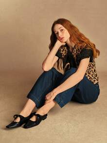 Rosivie 法式方头蝴蝶结玛丽珍鞋复古女鞋真皮平底低帮小皮鞋时尚奶奶鞋 - 黑色 - 查看 7