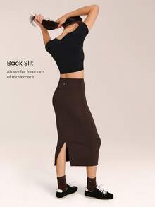 GLOWMODE Metro Moves 吸湿速干 UPF 50+ 塑形收腹长裙，日常休闲街头风 - 棕色 - 查看 3