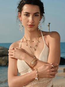 Opalesca A European And American Fashion Natural Fritillary Shell Baroque Pearl Necklace Elegant Fashion Versatile Bracelet - Multicolor - View 5