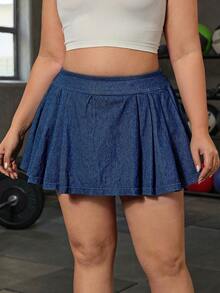 Flexra Plus Size Women's Casual Elastic Denim Shorts - Dark Wash - View 5