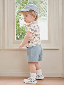 Cozy Pixies 1 Pair Toddler Boys' Cartoon Dinosaur White Fashionable Lace-Up Casual Lightweight Sneakers, Suitable For Daily Wear, Spring/Autumn - Multicolor - View 3