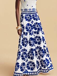 Travachic Women's Floral Print High Waist Ruffle Hem Casual Skirt - Multicolor - View 4