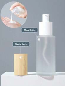 1PC Frosted Glass Empty Jar Pot Spray Bottle Cosmetic Lotion Containers Wood Grain Lid Travel Refillable Bottles, Perfume Bottle - Multicolor - View 4