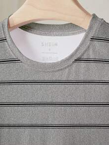 Lalippa Women's Striped Round Neck Dropped Shoulder Casual Loose Versatile T-Shirt - Multicolor - View 3