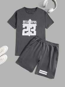 RueChic Men Cottonline Letter Printed Regular T-Shirt Set - Dark Grey - View 2