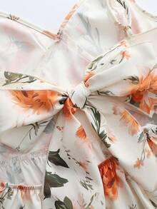 GlowEve Women's Summer New Floral Print Romantic Waist Cinched Vacation Dress - Pale Yellow - View 6