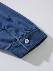 GlowEve Chaqueta vaquera de mujer casual de un solo abotonado - Azul - Ver 5