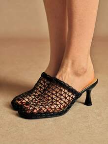 Rosivie Women's Fashionable Hollow-Out High Heel Sandals, Summer - Black - View 3