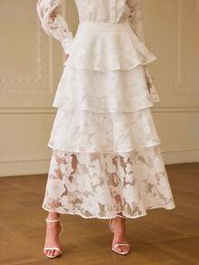 ZEYLAH Chân váy nữ kiểu dáng thường ngày, đa năng, nhuộm màu tie-dye, phù hợp cho hẹn hò, du lịch và đi chơi. - trắng - Xem 2