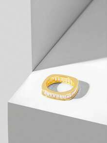 MOTF PREMIUM 镶嵌梯形方形环形灯奢华时尚戒指 - 金色 - 查看 8