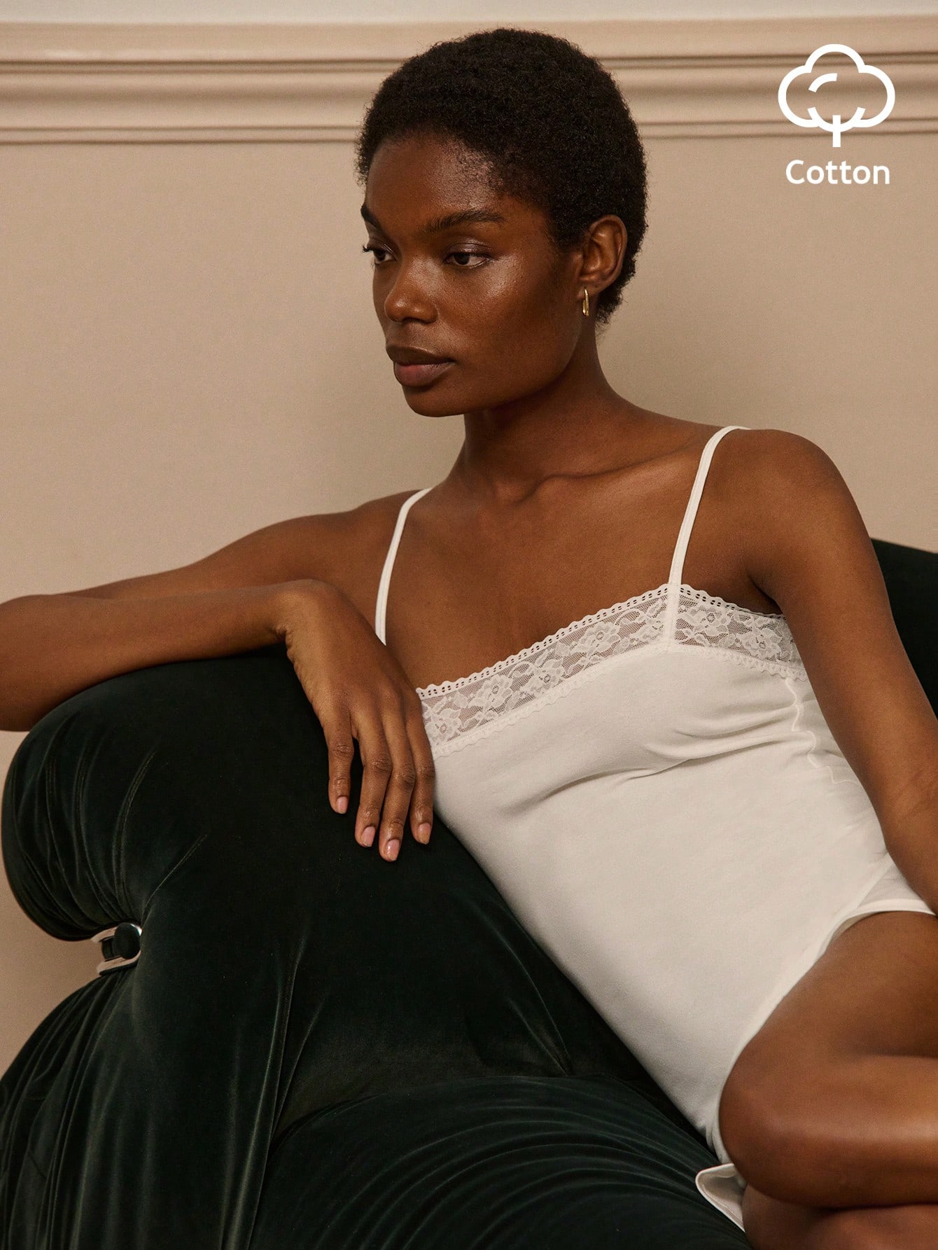 White Lace Trim Slip Cotton Mini Dress With Cami Straps Chic Cotton Dress Cotton Sleepwear