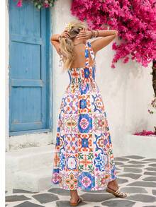 Vivid Eden Vestido de tirantes finos con estampado tejido para mujeres - Multicolor - Ver 2