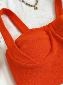 Travachic 女士纯色露脐吊带背心和印花侧系带半身裙度假套装 - 彩色 - 查看 6