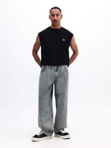 SUMWON Rhinestone Embellished Tank Top With Script Font Design Sleeveless Crew Neck Regular Fit Summer Men's Casual Top - Black - View 3