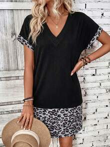 SHEIN 女士V领休闲日常约会外出迷你连衣裙 - 彩色 - 查看 4