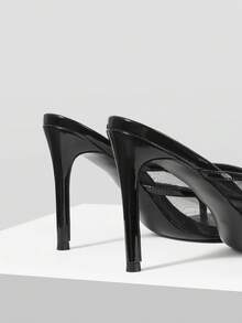 Mnmlis Sandalias de tacón alto con cierre deslizante para uso diario de moda para mujer - Negro - Ver 5