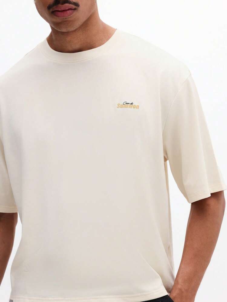 Crew Neck Tee With Back Graphic Print