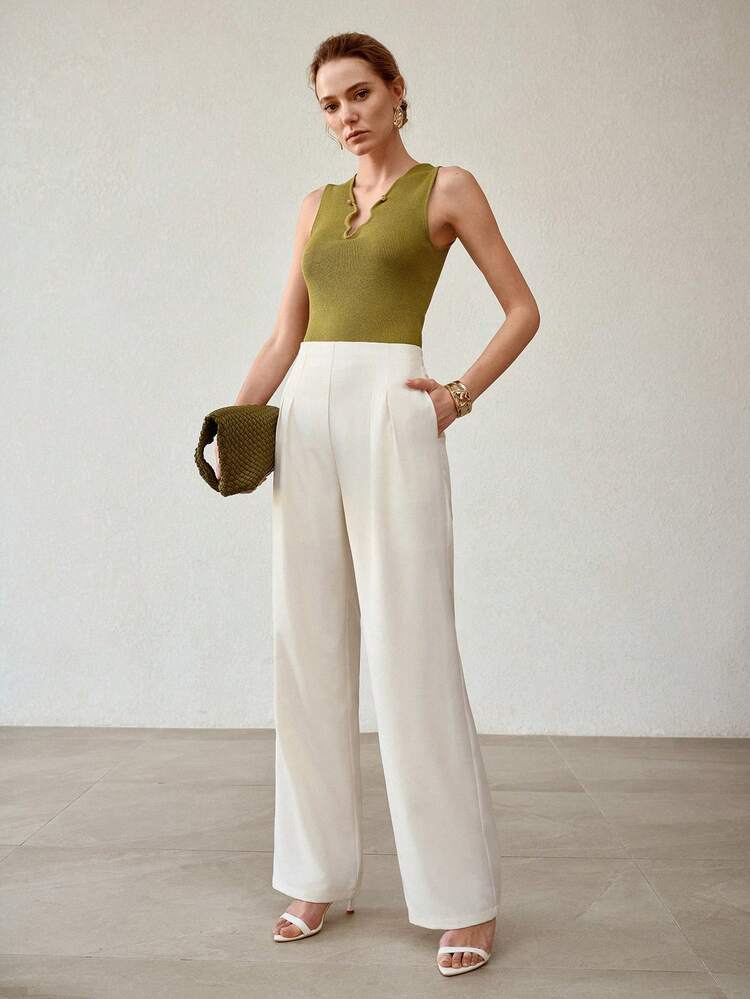 HIGH WAIST CASUAL MINIMALIST SUIT PANTS