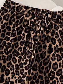 CosyJoli 女士休闲宽松全幅豹纹直筒修身长裤，百搭款式，适合春夏穿着 - 彩色 - 查看 3