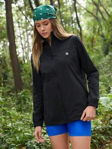 In My Nature Women's Botanical Print Zipper Front Hooded Outdoor Jacket - Black - View 4