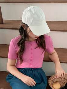 DAZY Camiseta de manga corta de punto para niñas, ropa de otoño - Rosa - Ver 7