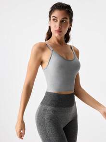女士运动休闲薄款无钢圈支撑提升减震文胸 - 灰色 - 查看 5