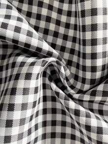 Resyla Áo sơ mi nữ tay ngắn cổ bẻ dáng lửng cài cúc phía trước, thắt eo. - Đen và trắng - Xem 4