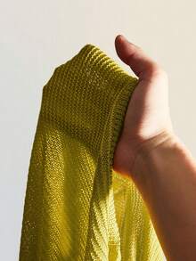 SHEIN ICON 女士金属贝壳链条无肩带荷叶边性感针织连衣裙 - 綠色 - 查看 8