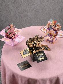 Joivida 1张3D立体玫瑰蝴蝶花束贺卡，含贺卡和信封 - 生日、情人节、父亲节、母亲节和感谢信的完美之选 - 多色 - 查看 2