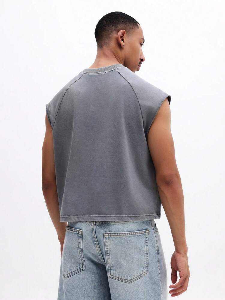 SUMWON Men's Casual Cropped Boxy Fit Don't Rush Greatness Slogan Sleeveless Tank Top Summer Streetwear