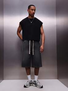 PLAYBOY X SUMWON 男士无袖背心，后背饰有水钻图案，休闲夏季街头服饰 - 黑色 - 查看 4