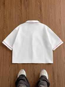 SWAVVY Men's Fashionable Short Sleeve Shirt, Spring/Summer - White - View 7