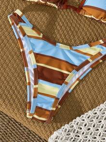 Bộ đồ bơi nữ Swim Vcay Elegant 2026 chấm bi nhiều màu, họa tiết da báo phối màu tươi mới, bikini tam giác buộc dây cổ siêu mềm mại, co giãn, mềm mại, áo bikini buộc dây cổ có thể điều chỉnh với đệm mút tháo rời, quần bikini cạp cao kiểu Y2K với họa tiết sọc phối màu. - Nhiều màu - Xem 6