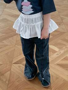 Dazy Kids Young Girl Embroidered Ruffle Casual Versatile Daily Wear Mini Skirt - White - View 9