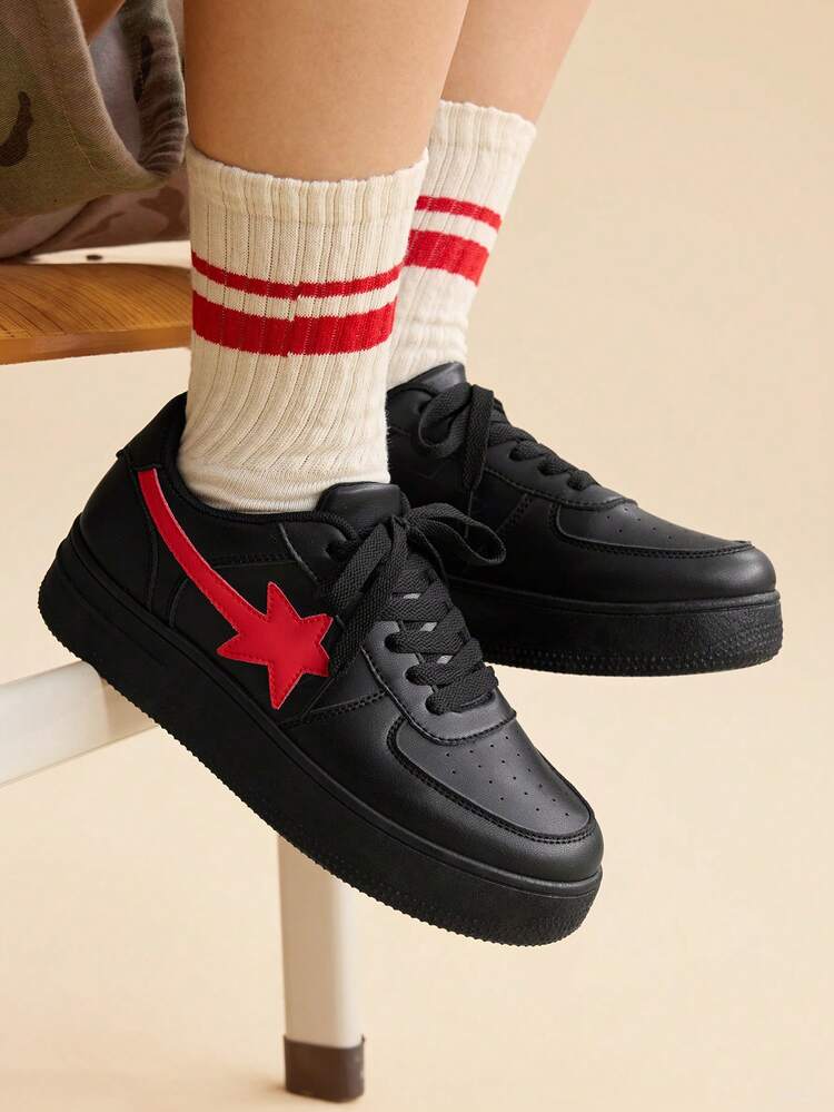 CUCCOO EASI Women's Fashion Lace-Up Platform Casual Shoes, Waterproof Platform Sports Shoes, Versatile In Spring And Autumn