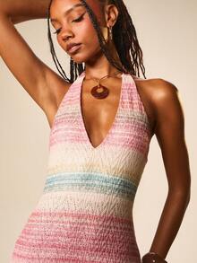 MISSGUIDED 女士条纹针织V领无袖连体裤夏季休闲短款连身裤沙滩度假家居服 - 彩色 - 查看 7