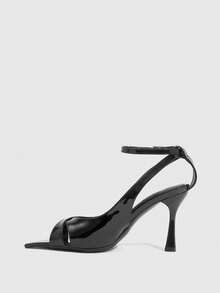 CUCCOO SZL 女士法式尖头交叉绑带平底凉鞋，百搭 - 黑色 - 查看 4