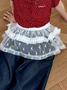 Dazy Kids Young Girl Solid Color Mesh Ruffle Hem Layered Skirt Summer - White - View 2