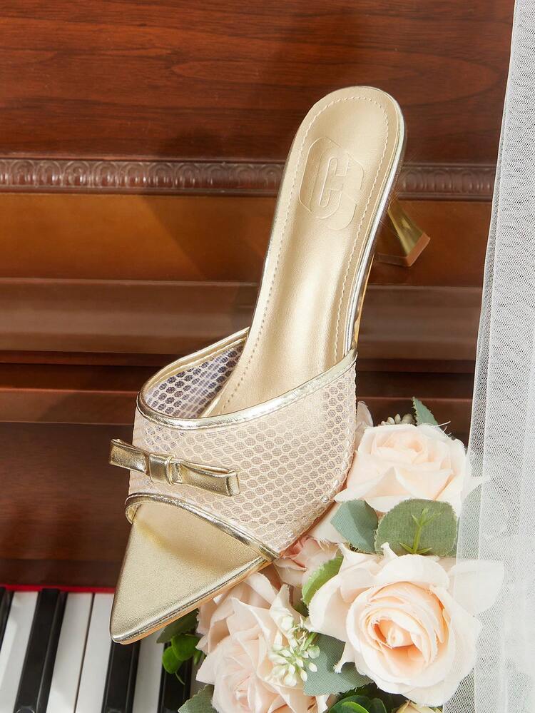 CUCCOO HITCHD Ladies Elegant Fashion Mesh Pointed High Heels Shoes Elegant Shoes Wedding Shoes