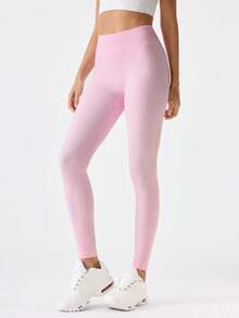 Loungeista 1件装女士纯色塑身瑜伽健身跑步网球训练户外裤，春夏女士运动套装，女士高腰塑身收腰打底裤，女士紧身打底裤，塑形瘦腰 - 粉色 - 查看 5