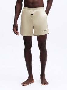 SUMWON Quần bơi nam ống đứng có chun co giãn và dây rút, thích hợp cho đi biển, bơi lội mùa hè và nghỉ mát. - Màu be - Xem 3