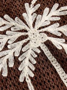 SWAVVY 男士休闲椰树刺绣针织毛衣 - 棕色 - 查看 5