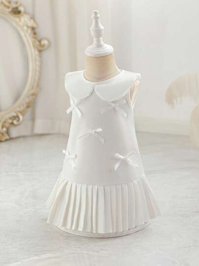 Glamorique Kids Baby Girls' Cute Peter Pan Collar Sleeveless Princess Dress, Spring/Summer