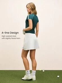 GLOWMODE 16英寸 Swing And Stride 丝滑吸汗速干 UPF 50+ 内置短裤储物口袋 高尔夫迷你裙 低冲击网球匹克球 日常休闲装 - 白色 - 查看 2