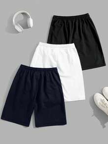 EURMUSE Men Cottonline 3pcs Pack Drawstring Patched Regular Short - Multicolor - View 2