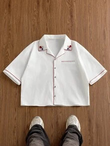 SWAVVY Men's Fashionable Short Sleeve Shirt, Spring/Summer - White - View 4