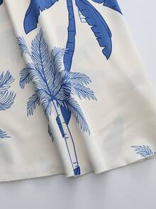 GlowEve Women's Blue Leaf Print Vacation Dress, Spring/Summer New Arrival - Blue - View 4