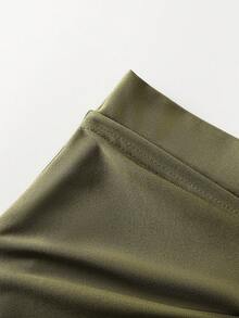 EMERY ROSE Women's Solid Color Side Knot Flare Elegant Pants - Green - View 6